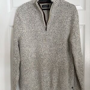 Chaps Men's Sz MD 1/4 Zip Marled Gray Cotton Blend Ragg Sweater